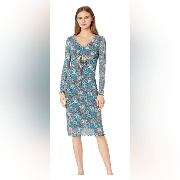 BCBGeneration Floral Long Sleeve Mesh Dress with Cutout NWT size M - Picture 1 of 6